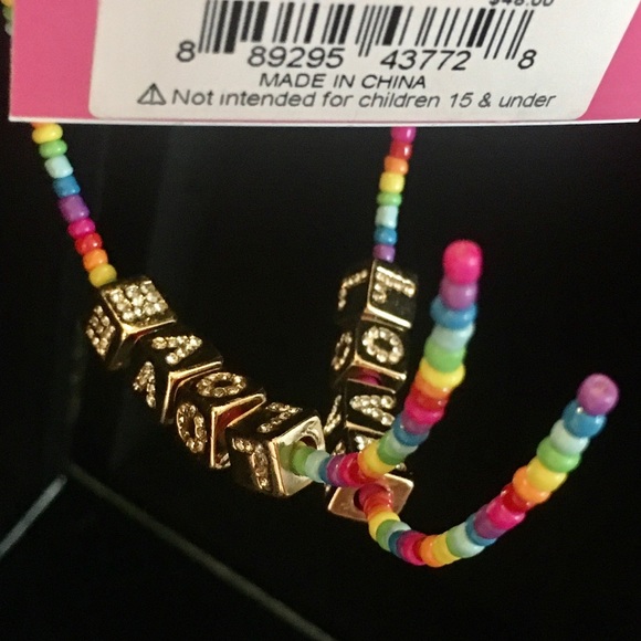 Betsey Johnson LOVE Rainbow Beaded Hoop Earrings - Picture 8 of 16